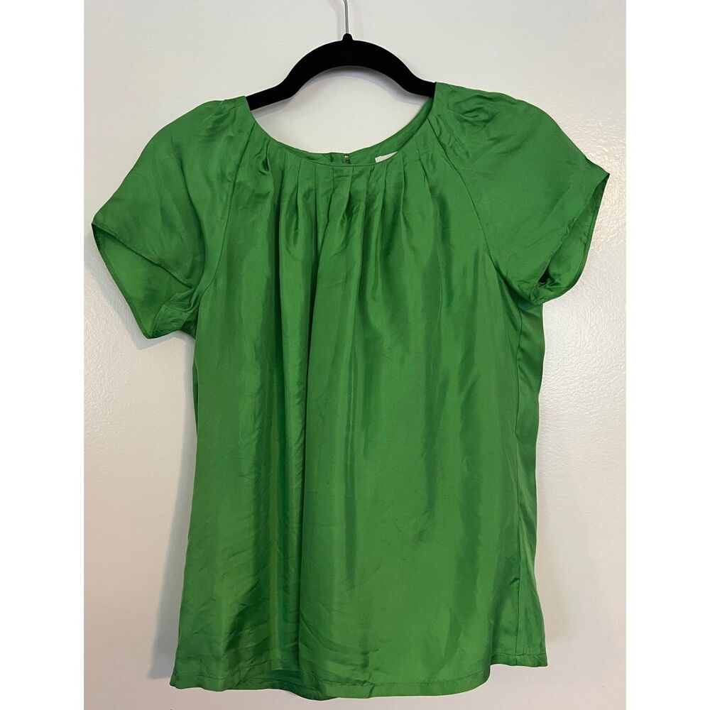 Banana Republic 100% Silk Green Cap Sleeve Top XS